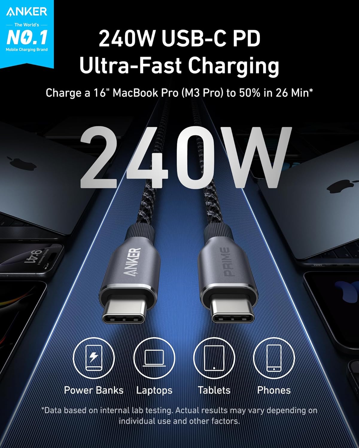Detalle 2 de Anker Prime USB‑C to USB‑C Cable 240W