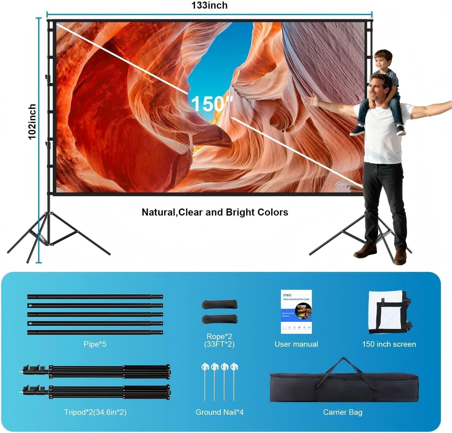 Thumbnail 6 de ACSTAB Projector Screen, 150-Inch
