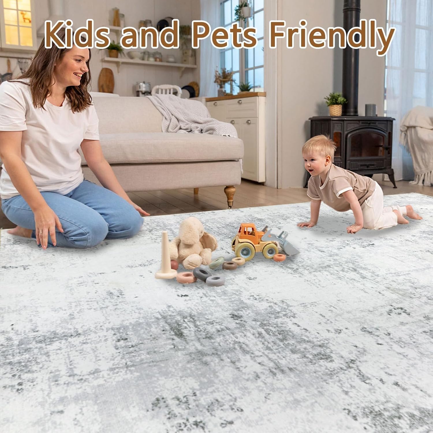 Thumbnail 5 de Homcomodar Tapis Salon Gris 200x300cm