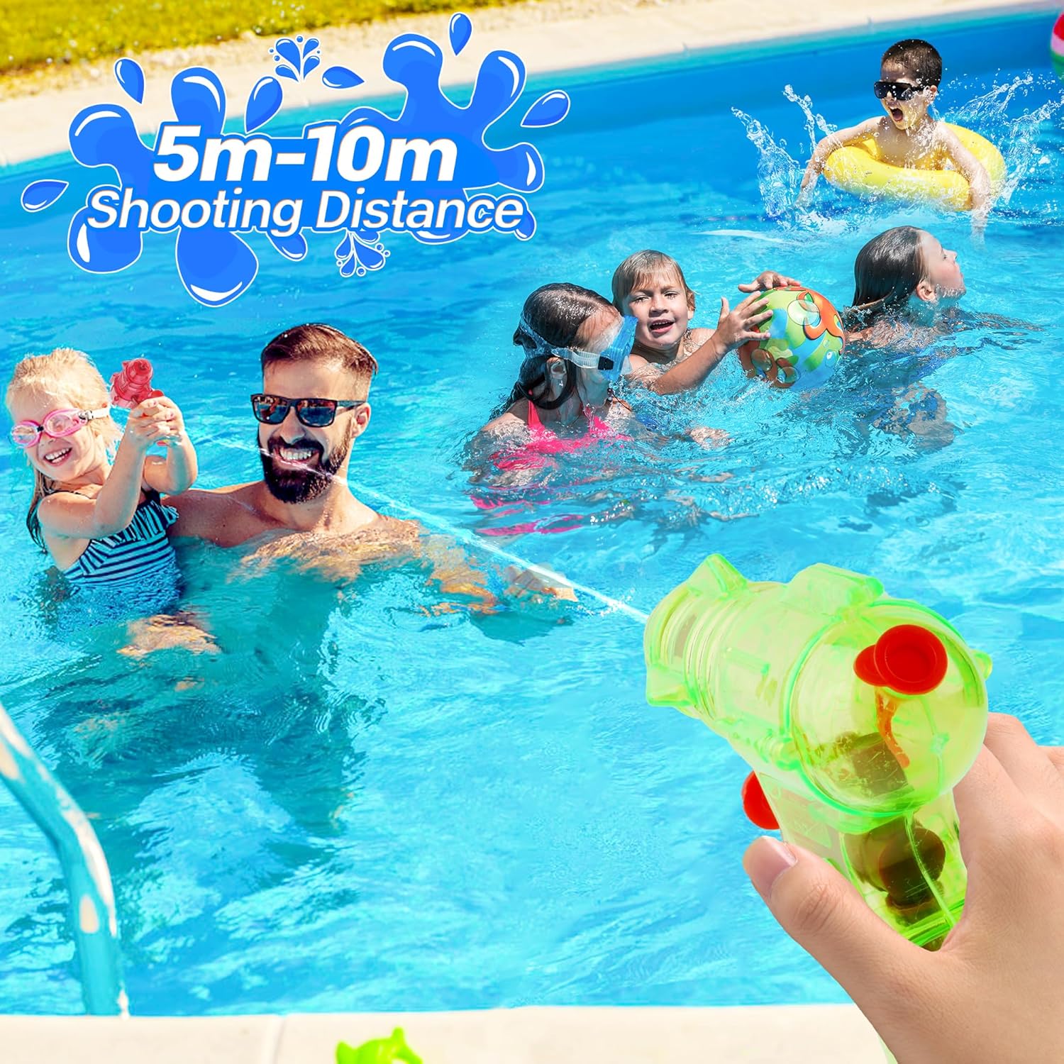 Detalle de 4 Pack Mini Water Gun for Kids – 9cm Neon Pistol Set for Outdoor Fun