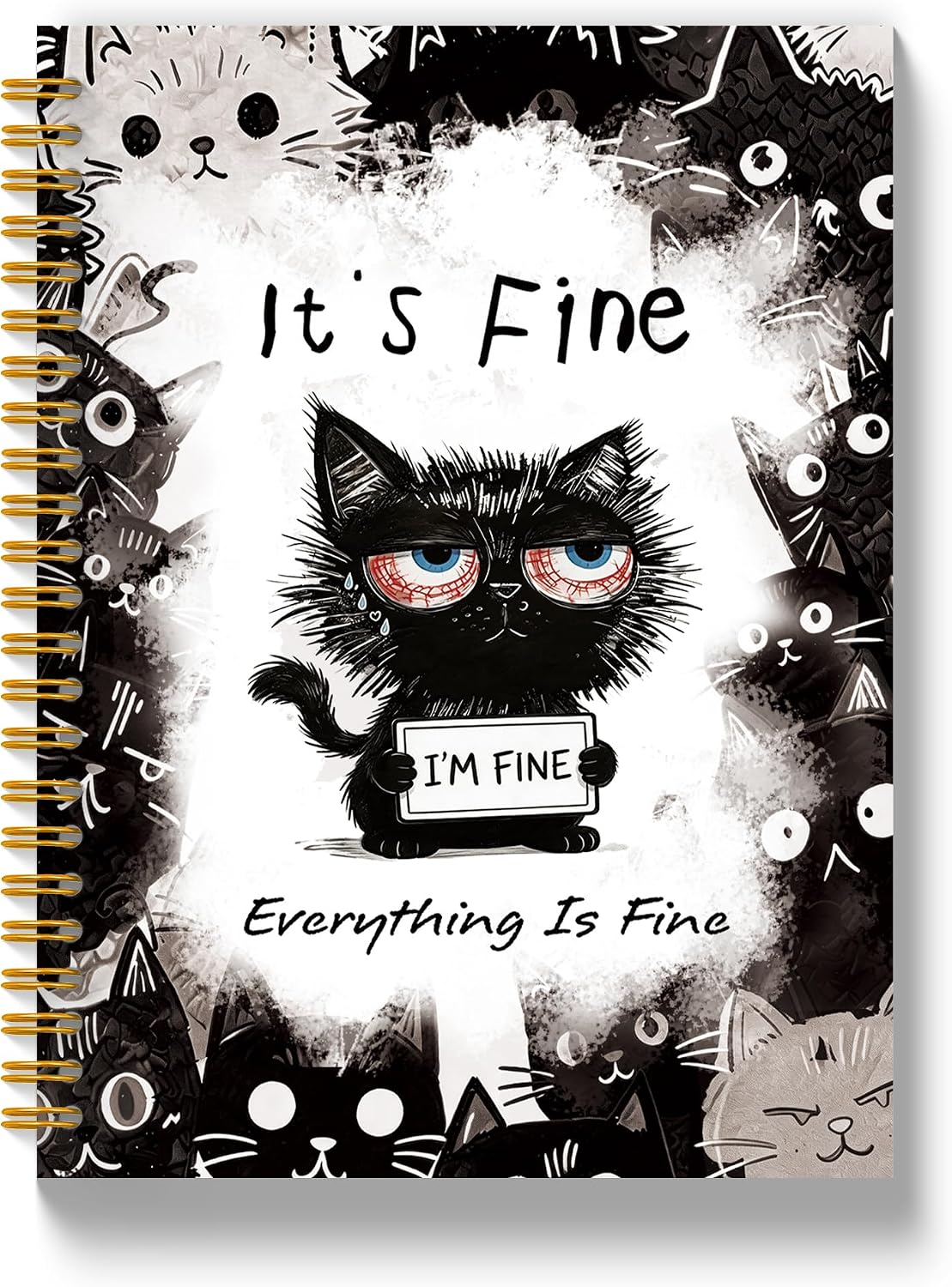 Detalle de ARESGSDGV Funny Black Cat Notebook, 5.5 x 8.3 in, 160 Pages, Hardcover