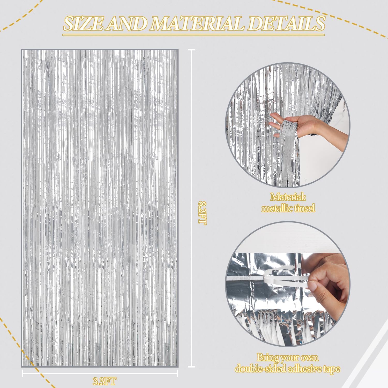 Detalle de DECOCKRAT Foil Fringe Backdrop 3.3x8.2 ft