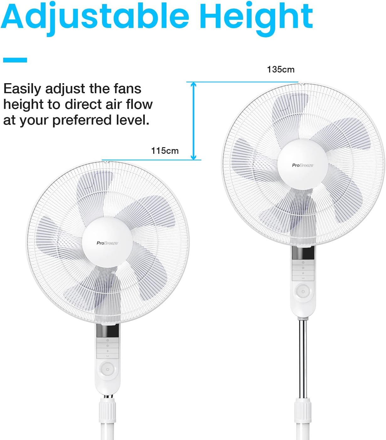 Thumbnail 4 de Pro Breeze 16-Inch Pedestal Fan with Remote Control and LED Display