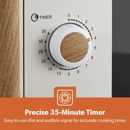 Thumbnail 6 de GEEPAS NordiQ 20L Microwave Oven: 700W, 5 Power Levels, 35-Minute Timer in Cream