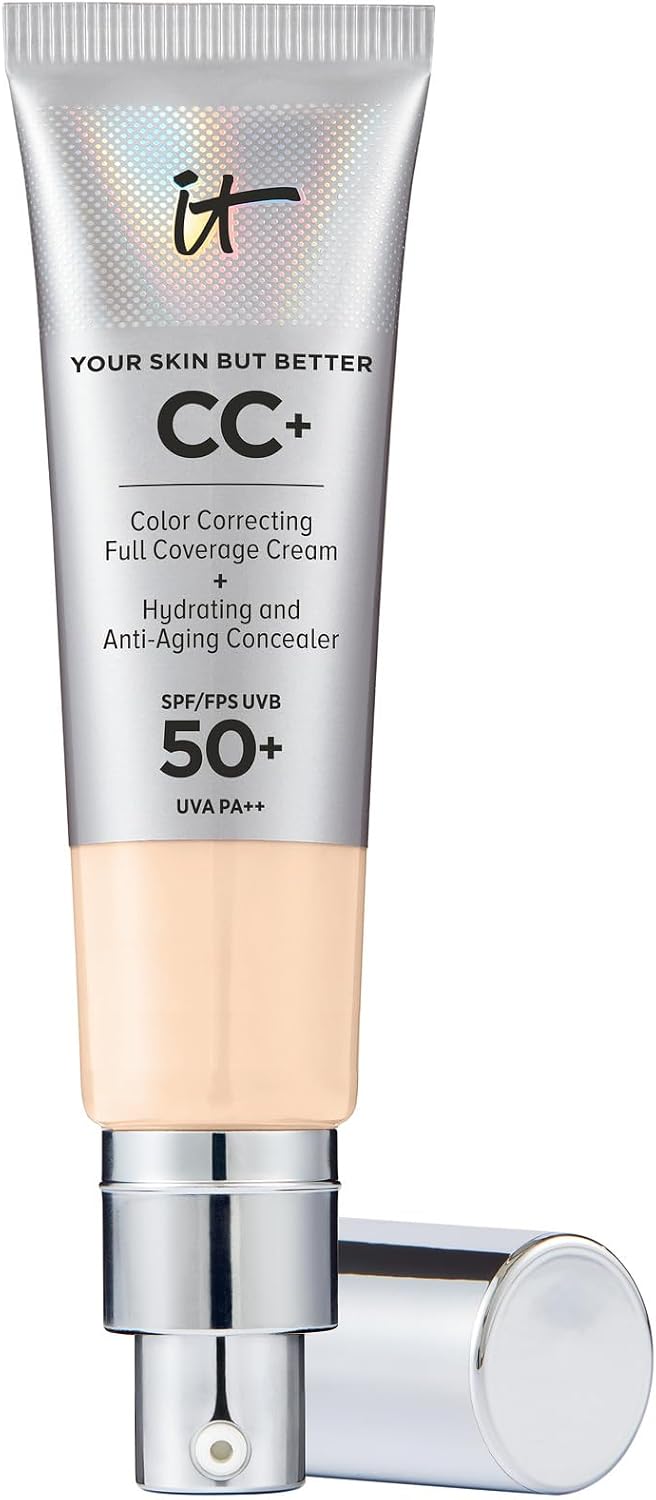 Detalle de IT Cosmetics CC+ Cream SPF 50+ Full Coverage CC Foundation (Fair Warm, 32ml) — Your Skin But Better
