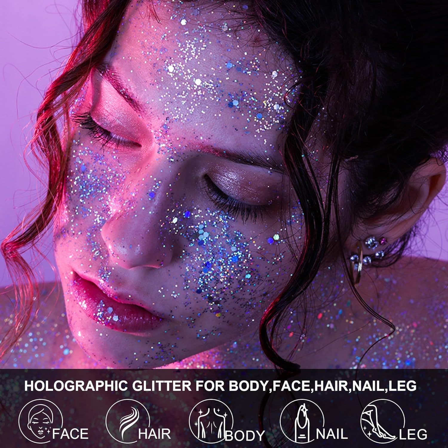 Detalle 1 de Festival Glitzer Gesicht 12 Farben 🎭