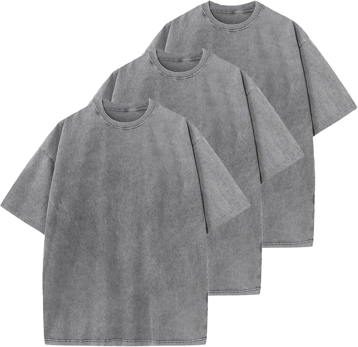 Detalle de Oversized-Herren-T‑Shirt aus Heavy Baumwolle – Regular Fit, Vintage Mineralwash