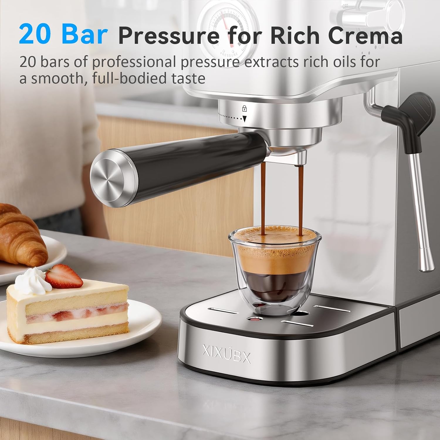 Detalle 2 de XIXUBX 20Bar Espresso Machine 42oz Water Tank