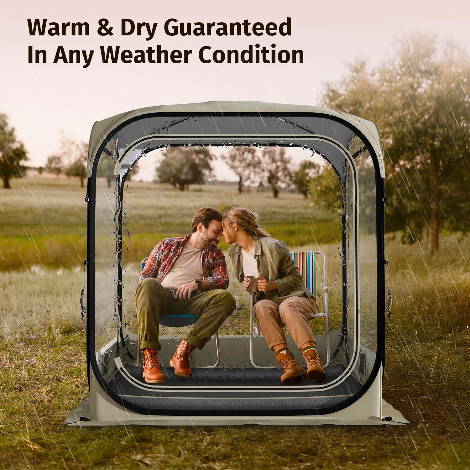 Detalle de EAST OAK Weather Sports Pop Up Bubble Tent for Fishing & Sports Events (4–5 Person, TPU, UPF 50+ Rain/Sun Shelter)