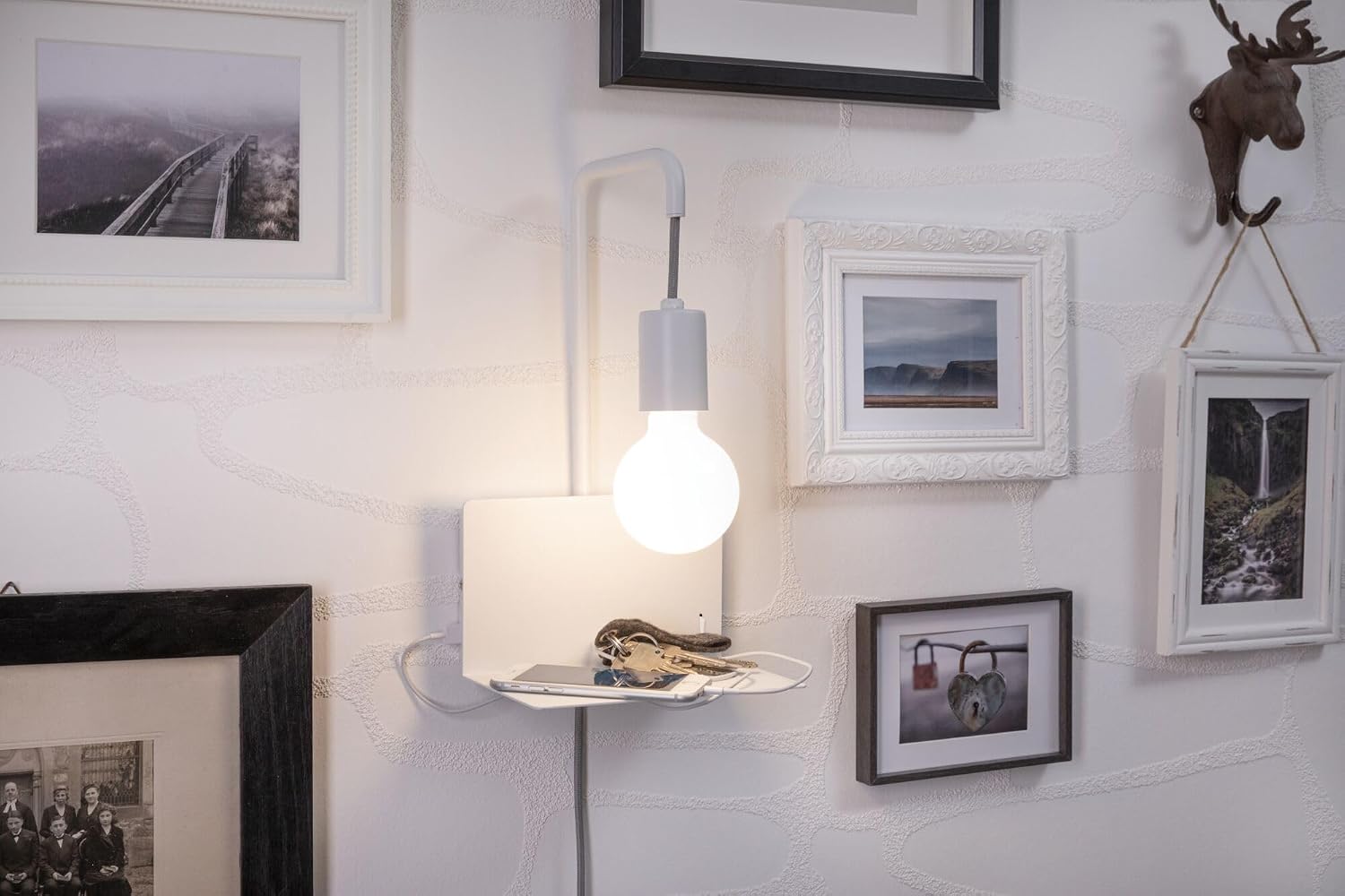 Detalle de Paulmann 79812 Calvani – biała metalowa lampka ścienna do czytania E27
