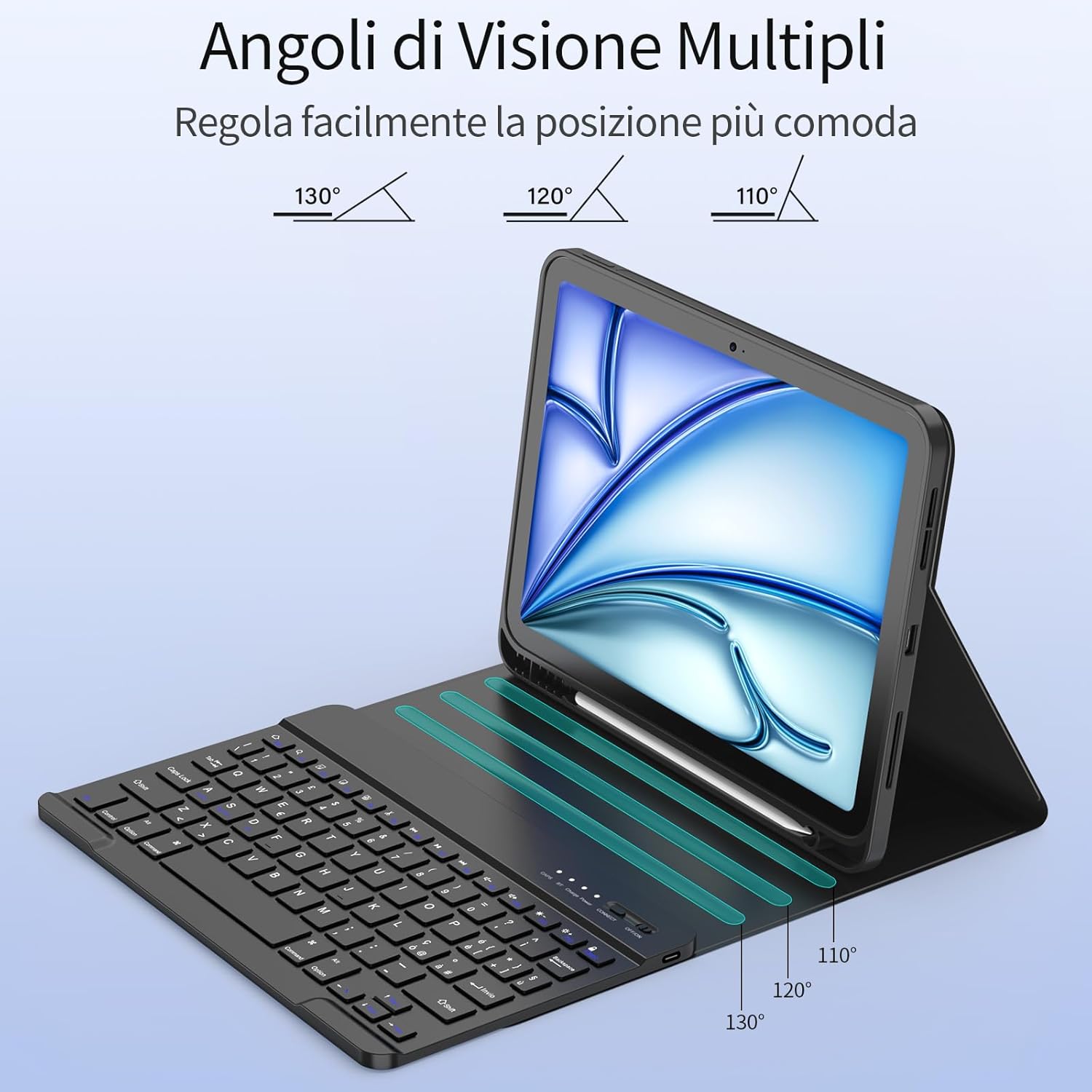 Thumbnail 3 de TQQ Cover con tastiera per iPad Air 11" e iPad Pro 11" con layout italiano QWERTY