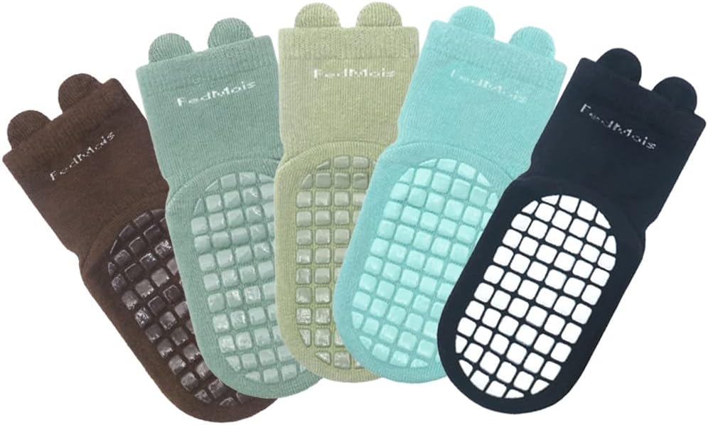 Detalle de FedMois 5er Pack Baby Kleinkinder ABS rutschfeste Sneaker Socken mit Tiermotiven aus Baumwolle