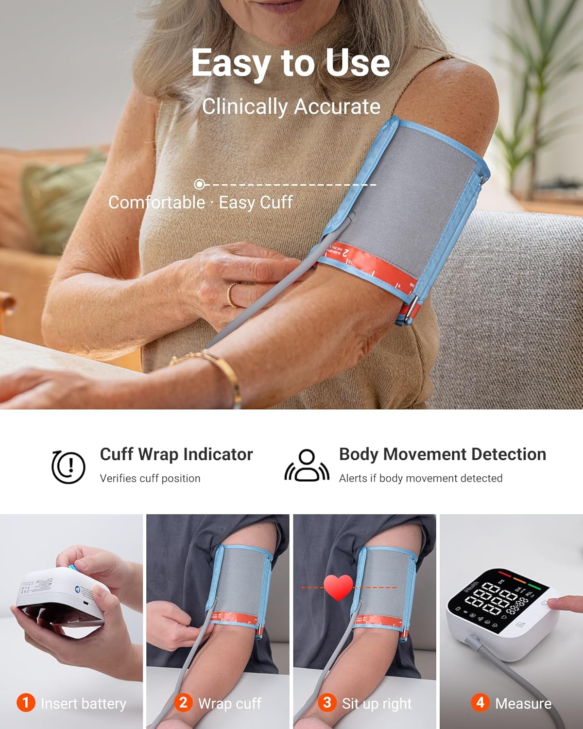 Detalle 2 de iHealth Upper Arm Blood Pressure Monitor, 8.7–16.5-Inch Cuff