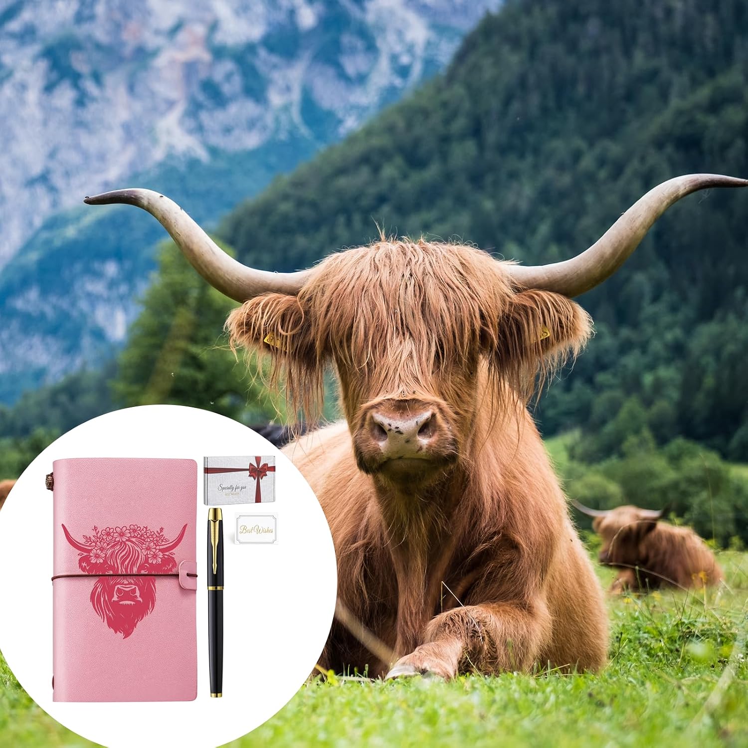 Thumbnail 6 de Highland Cow Leather Journal, A6