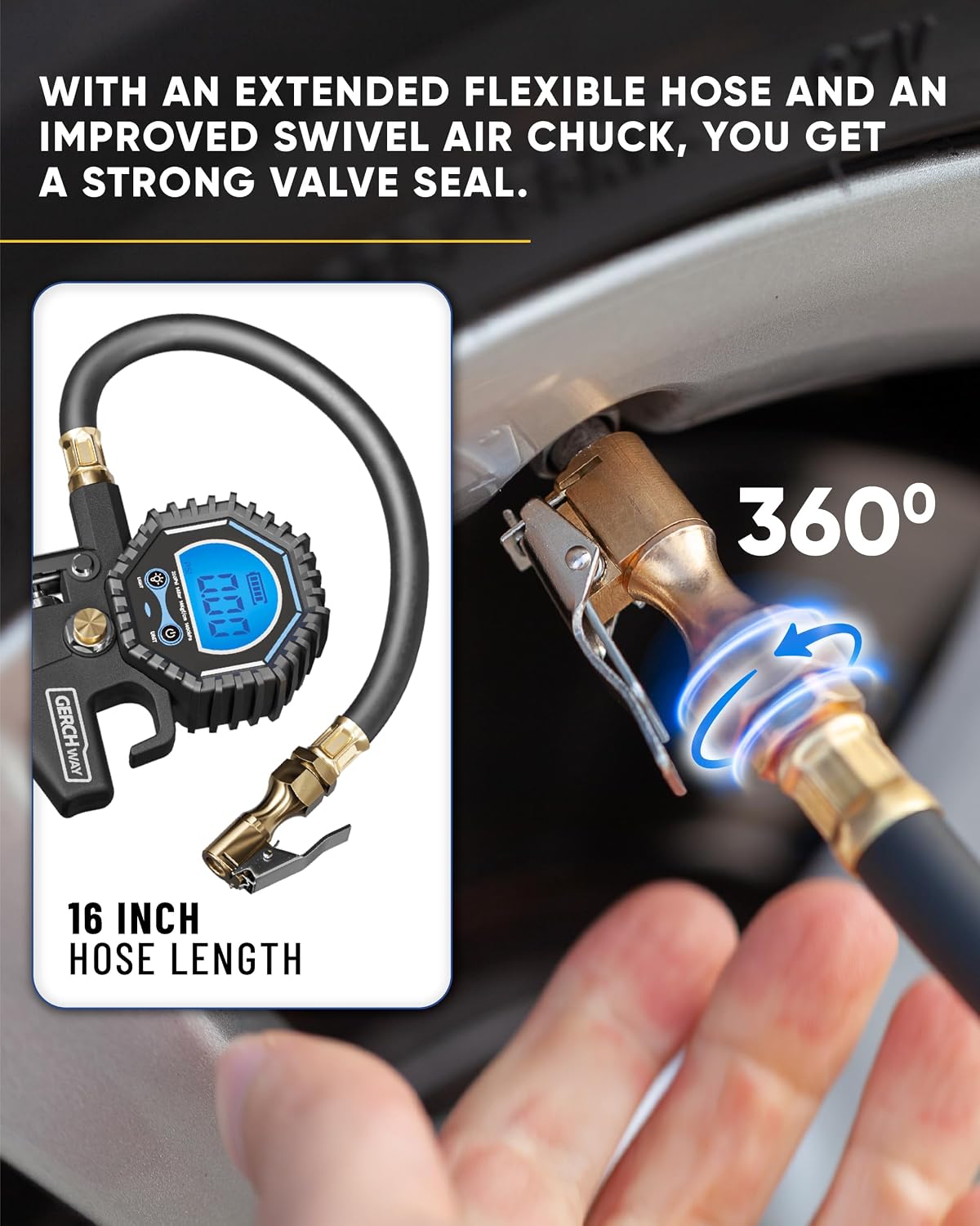 Thumbnail 2 de GERCHWAY Digital Tyre Inflator Gauge