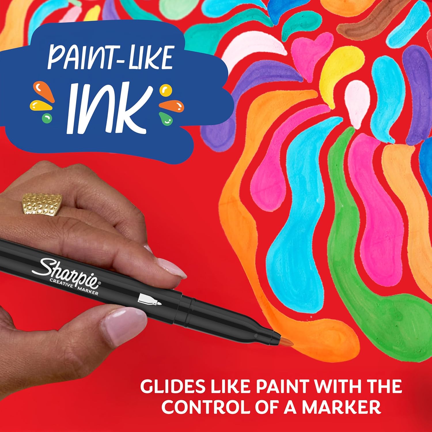 Detalle de Sharpie Creative Marker Acrylic Paint Pens - 12 Assorted Fine-Tip Water-Based Paint Markers