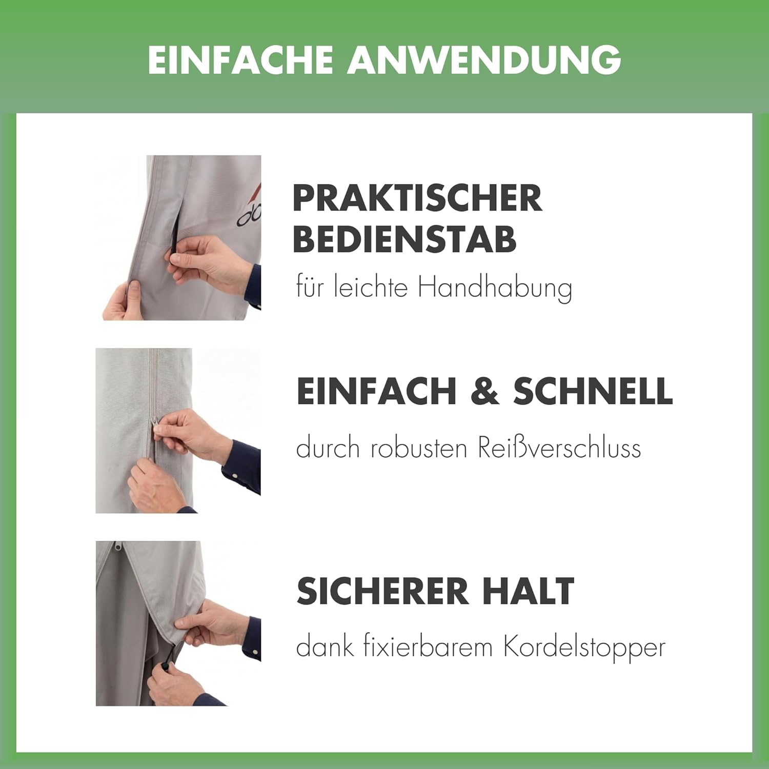 Thumbnail 2 de Doppler Schirmhülle Jack für Mittelmastschirm: Schutzabdeckung bis Ø 350 cm mit Reißverschluss und Bedienstab