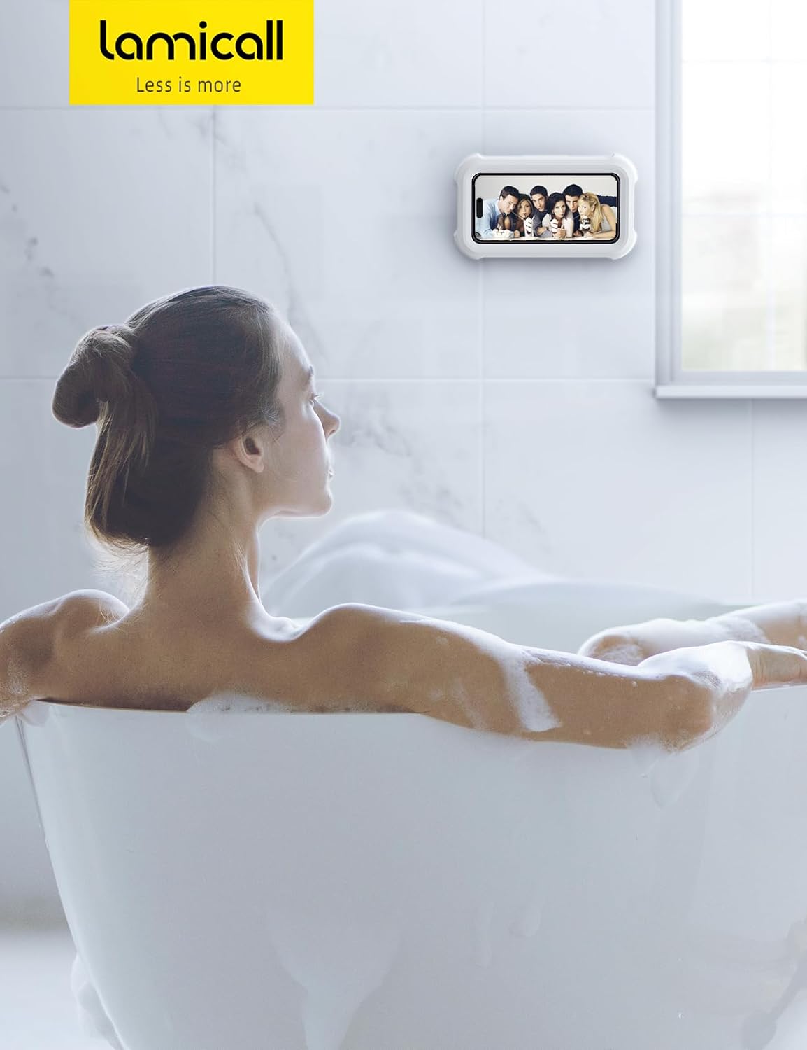 Thumbnail 6 de Lamicall Waterproof Shower Phone Holder with 480° Rotation, Anti-Fog Touchscreen Wall Mount (Fit 4–7") – White