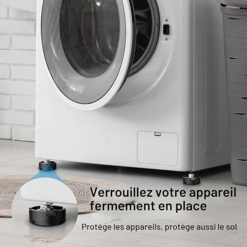 Detalle de Homidy Lot de 4 Tapis Anti-Vibrations universels et antidérapants pour Machine à Laver, Sèche-Linge, Réfrigérateur et Table