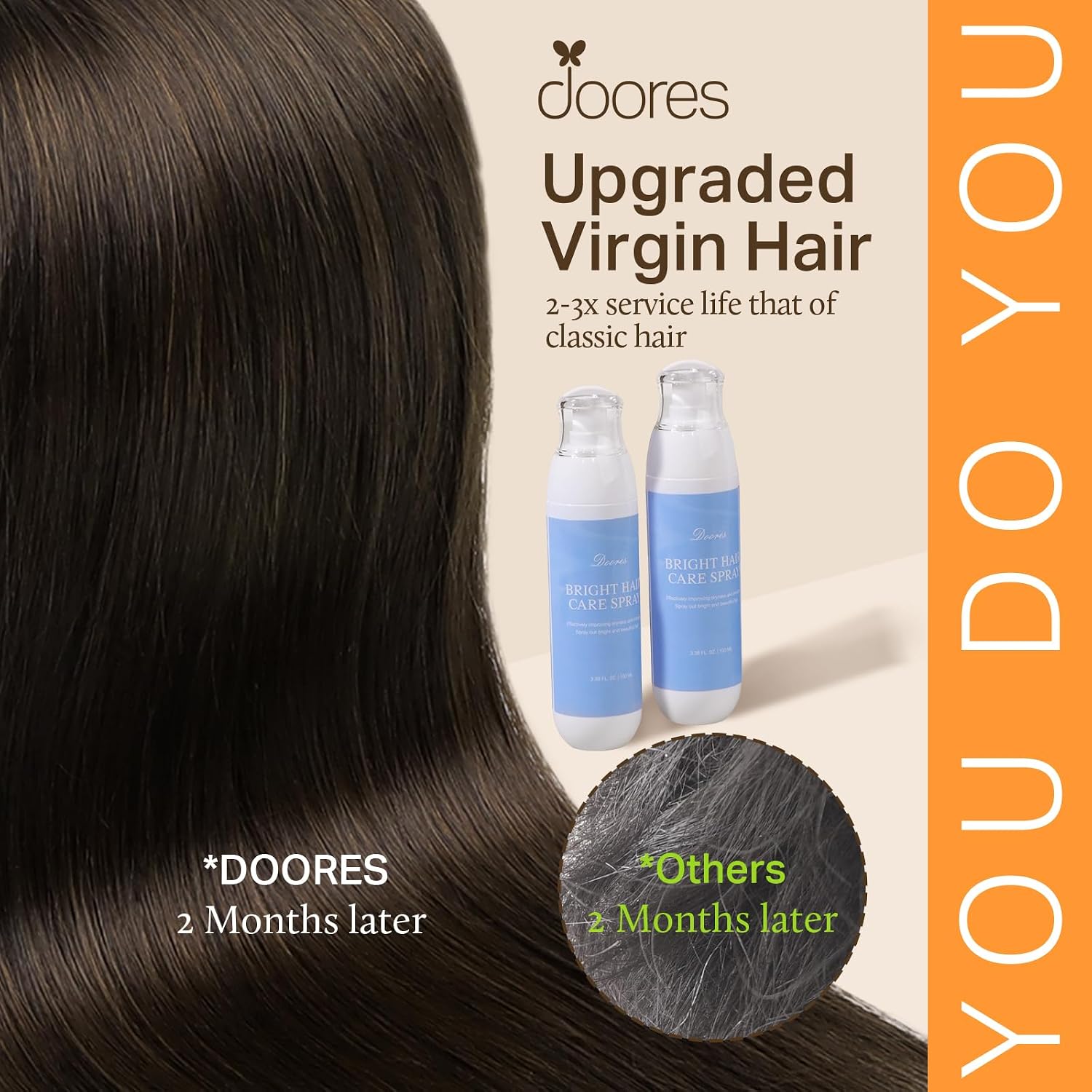 Detalle de DOORES Dark Brown Clip-In Hair Extensions (110g, 7pcs, 22 Inch) — Seamless Remy Hair with Invisi Edge