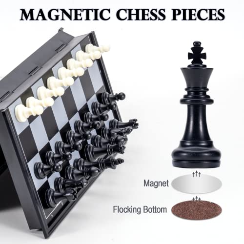 Detalle 2 de Jeu d'échecs Magnétique Pliable Carehabi – Plateau portable 25x25 cm, noir et blanc