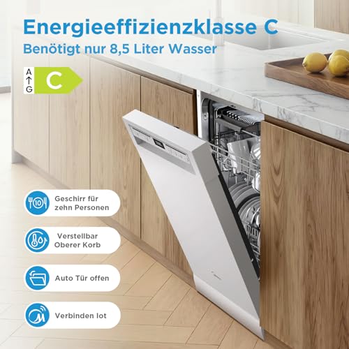 Detalle de Midea Spülmaschine 45 cm Freistehend & Unterbaufähig – 10 Maßgedecke, EEK C