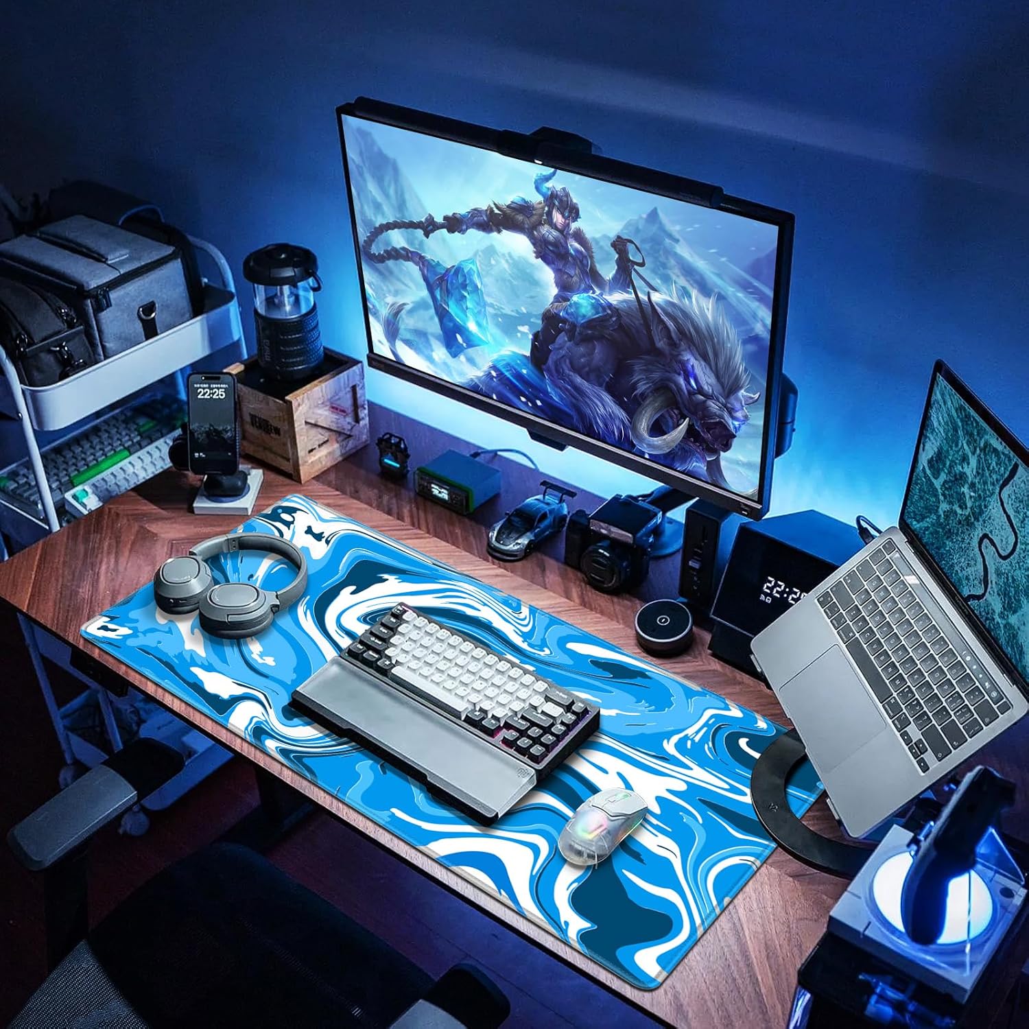 Detalle 2 de Abetcabe Gaming Mauspad XXL – 900 × 500 × 3 mm, wasserdicht, rutschfeste Basis, handgefertigtes Fluid Art Design