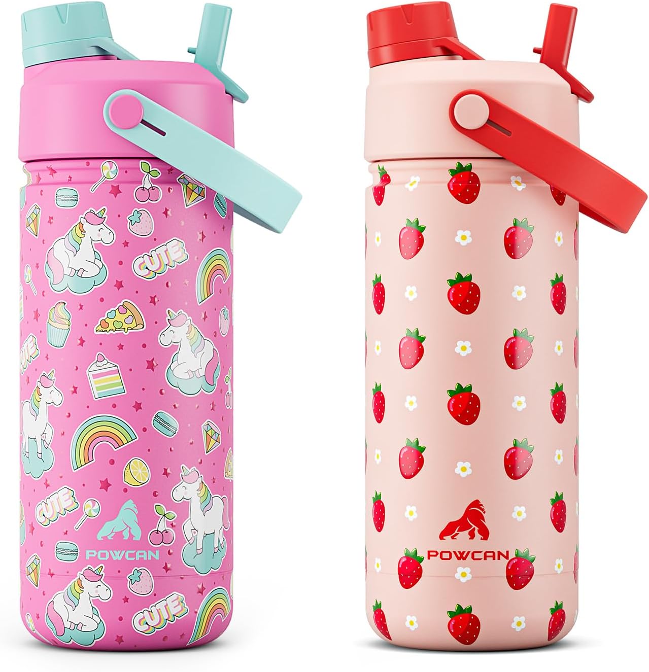 Detalle de POWCAN 18 oz Insulated Water Bottle 2-Pack with Straw-Spout Lid