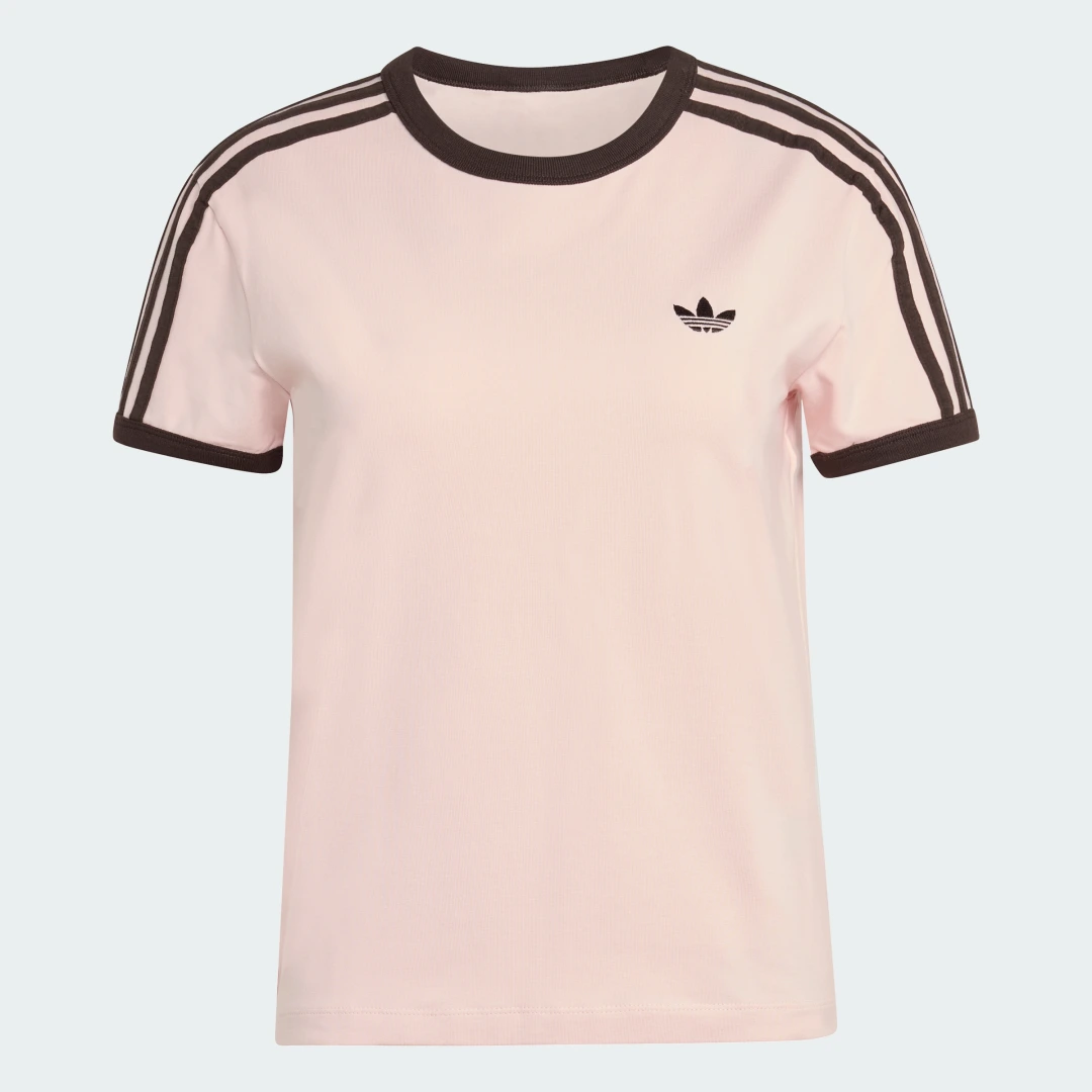 Detalle 2 de Camiseta Entallada 3 Stripes de Adidas – Rosa