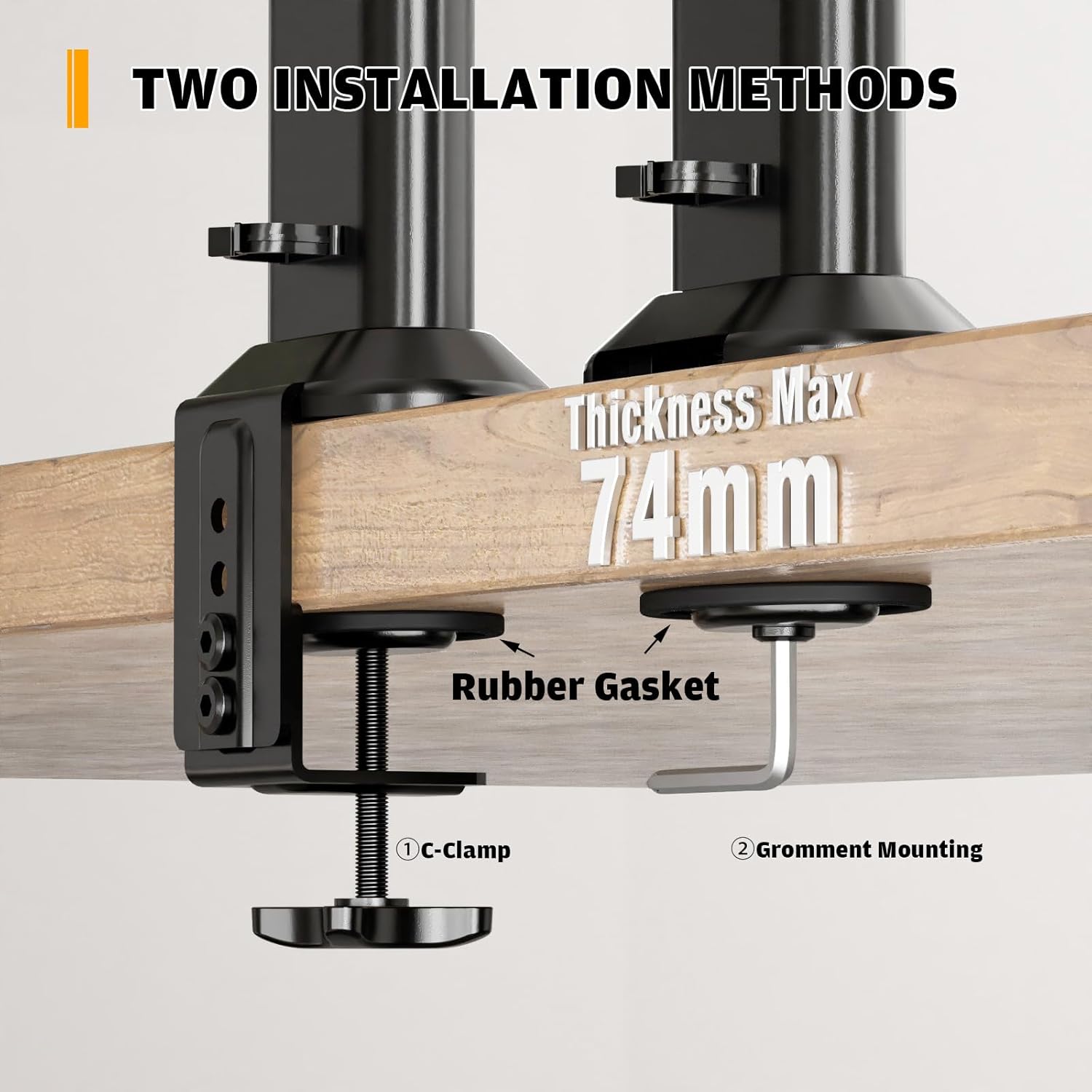 Thumbnail 1 de Hemudu Monitorträger für Einzeltisch – höhenverstellbar, schwenkbar & drehbar für 13 bis 32 Zoll, bis 35 kg, schwarz