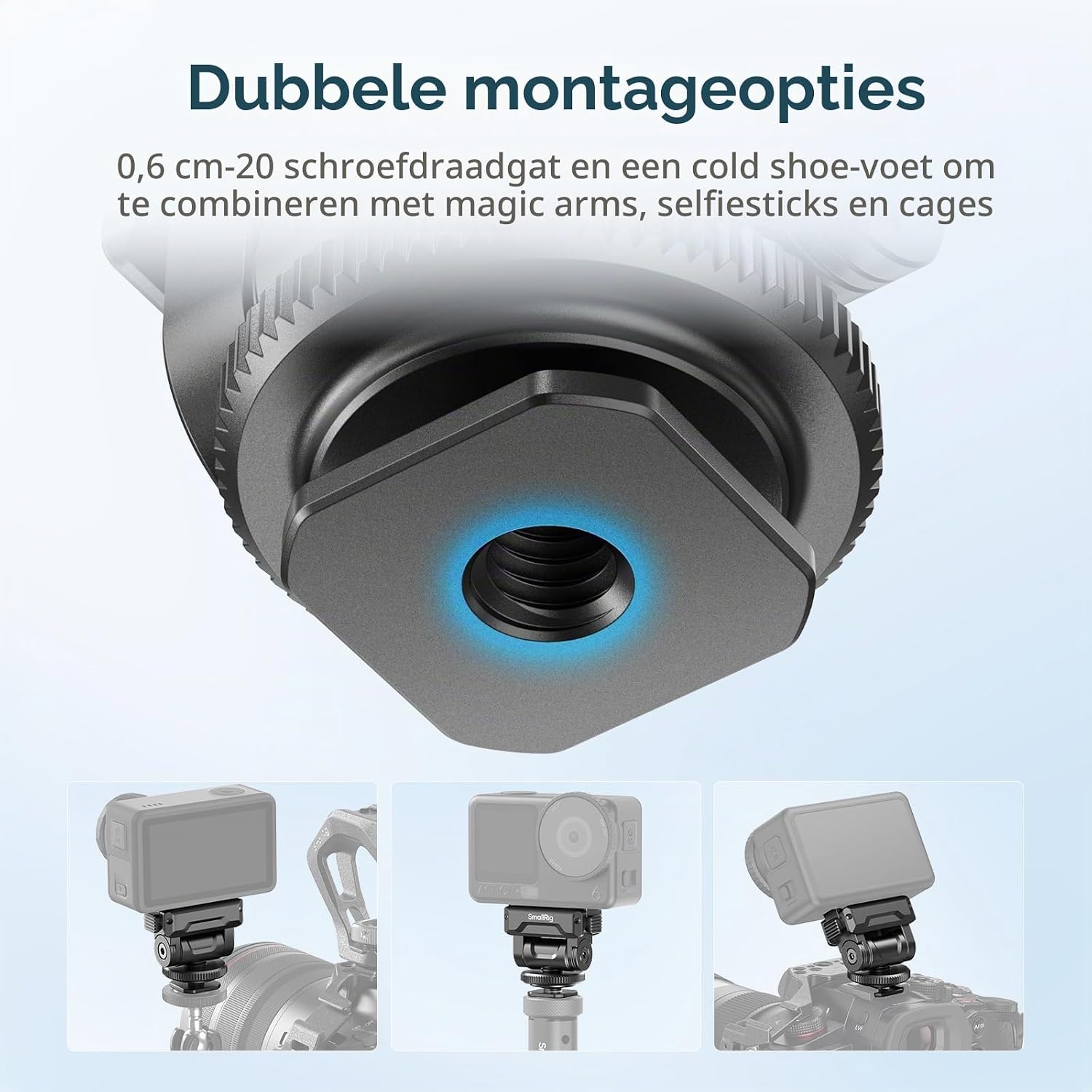 Detalle 1 de SMALLRIG 6440 cold shoe-bevestiging voor DJI Osmo Action 6 en Nano, 160°