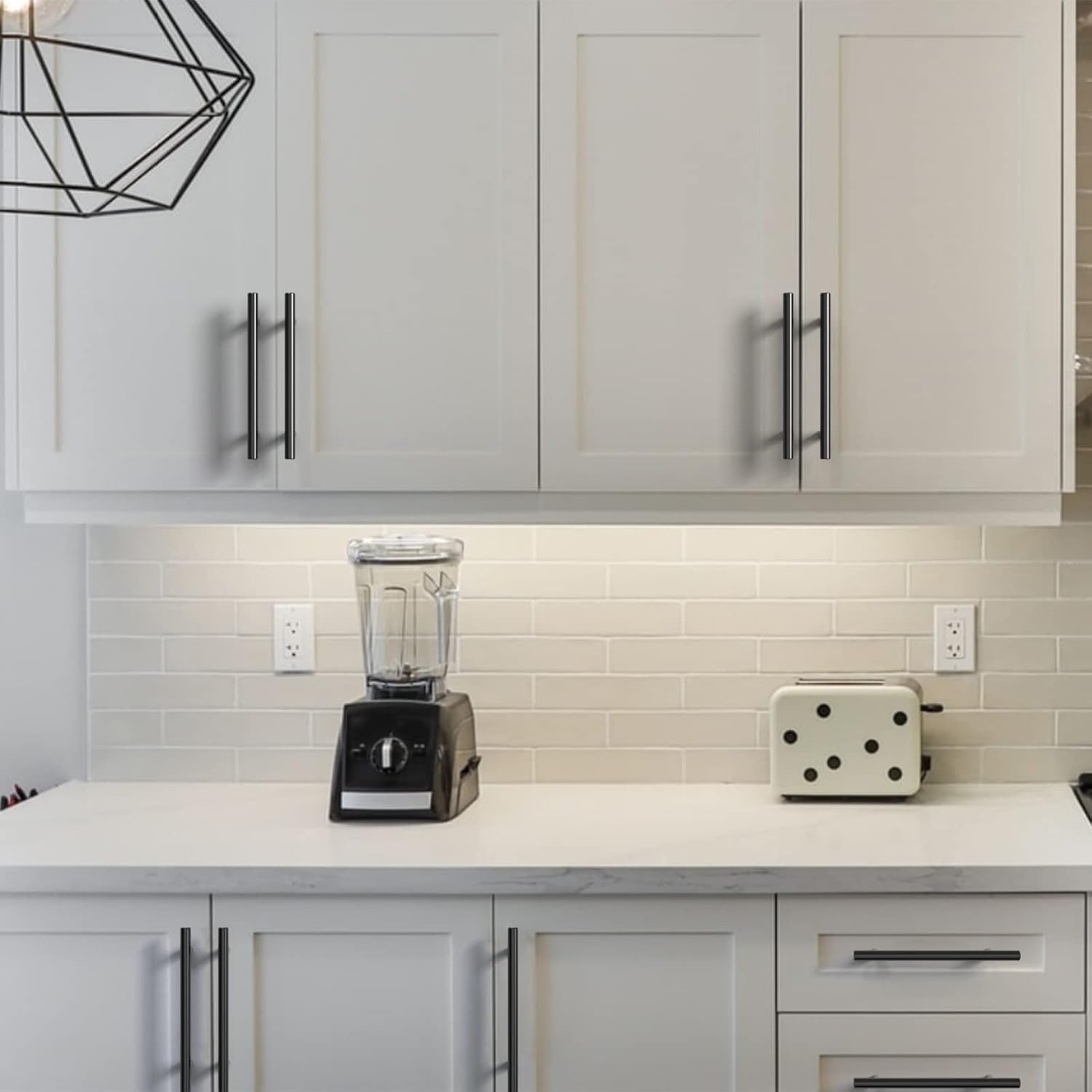 Detalle de Amerdeco 20 pezzi Maniglie per Mobili da Cucina Nero – maniglie cucina con distanza foro 128 mm in acciaio inossidabile