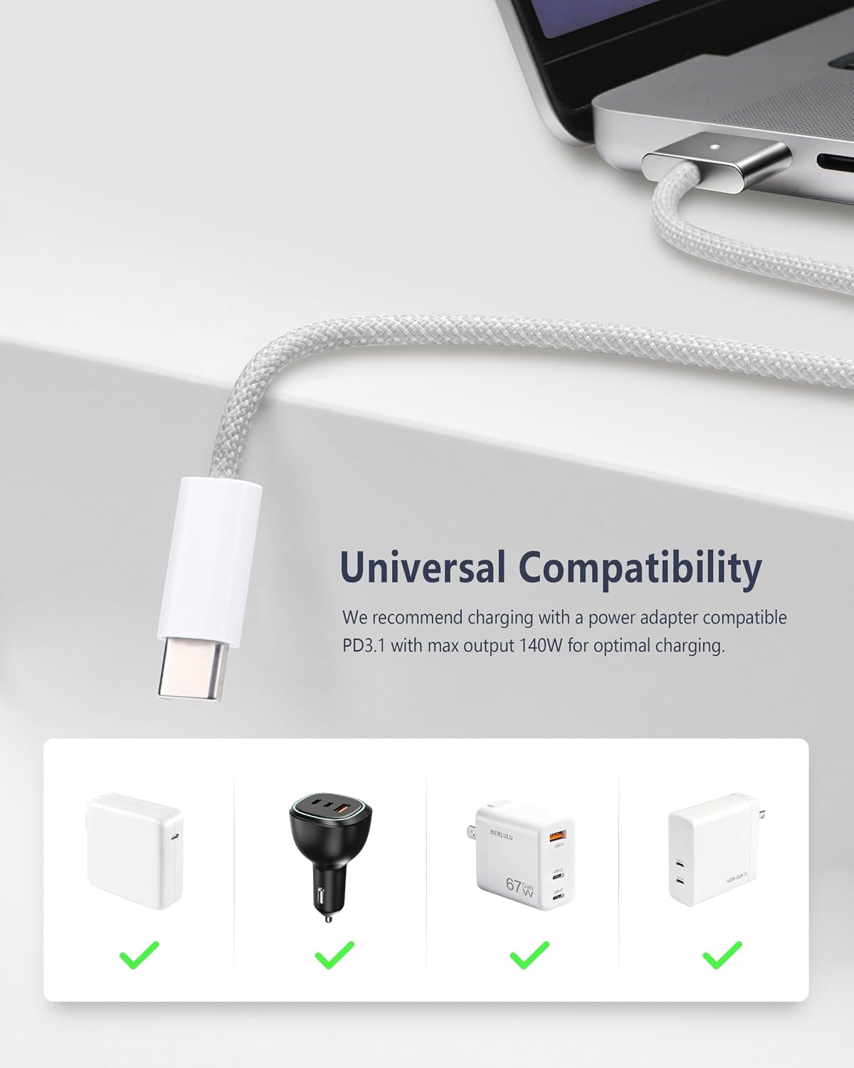 Thumbnail 5 de DERLULU Magnetic Charger Cable, 6.6 ft