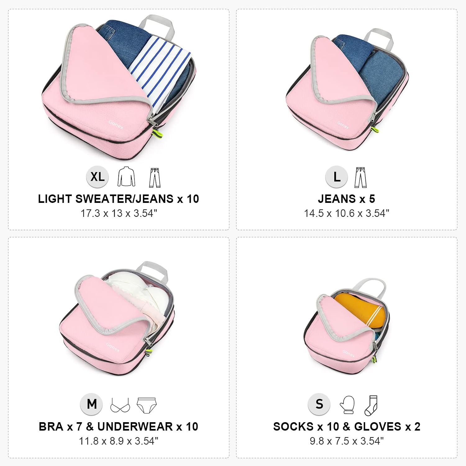 Thumbnail 4 de Gonex Compression Packing Cubes Extensible Organizer Bags for Travel