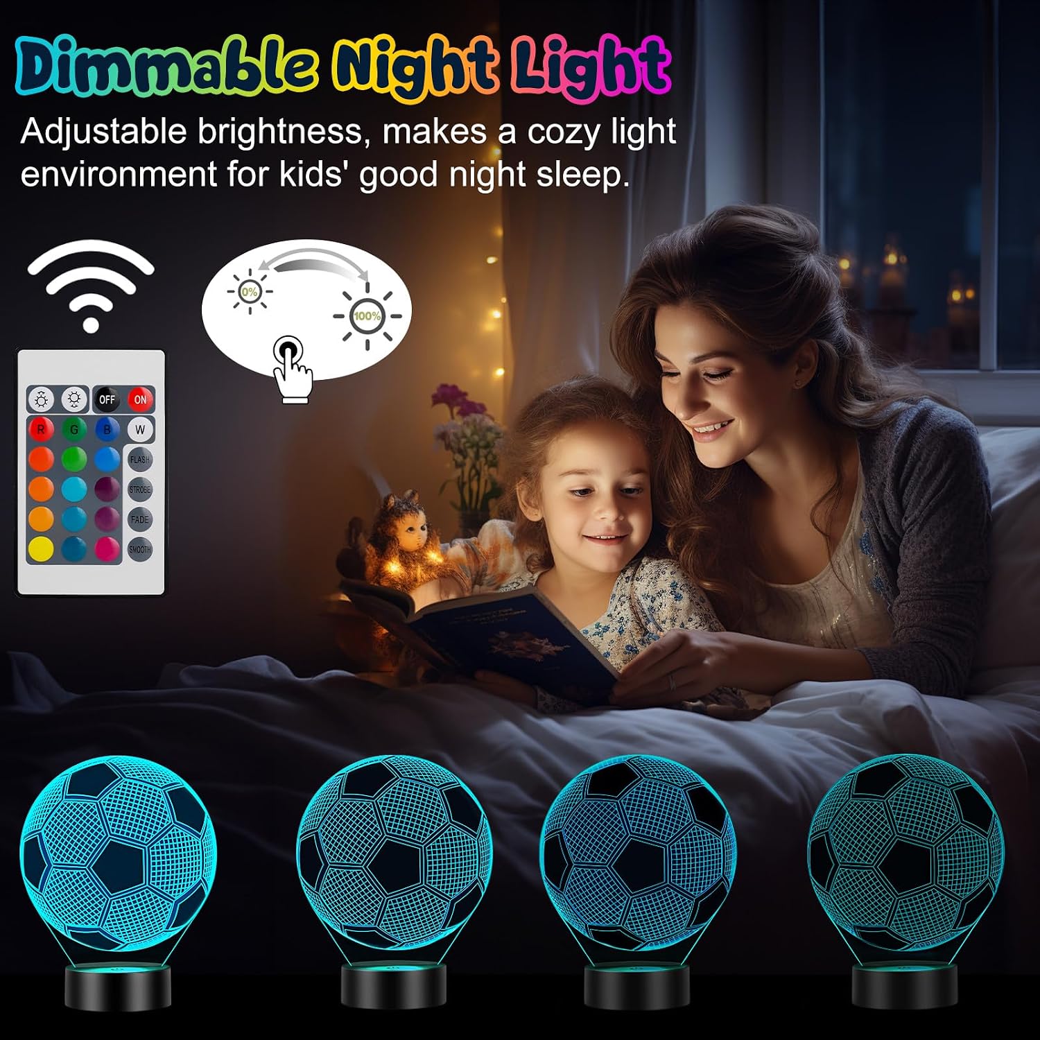 Thumbnail 5 de Linkax 3D Illusion Football Night Light 16 colours