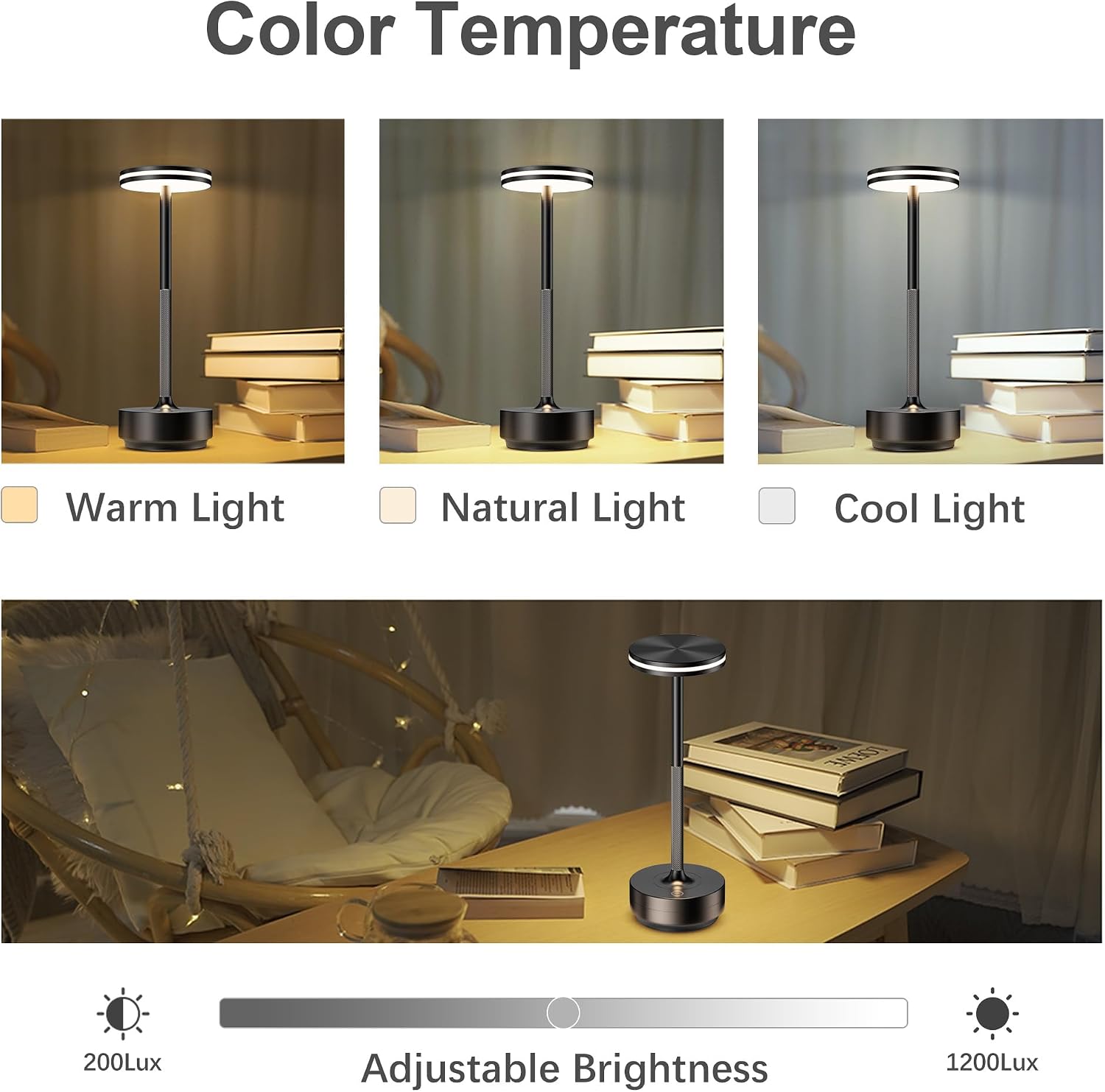 Thumbnail 3 de Hapfish Lámpara de Mesa LED Recargable 2Pcs