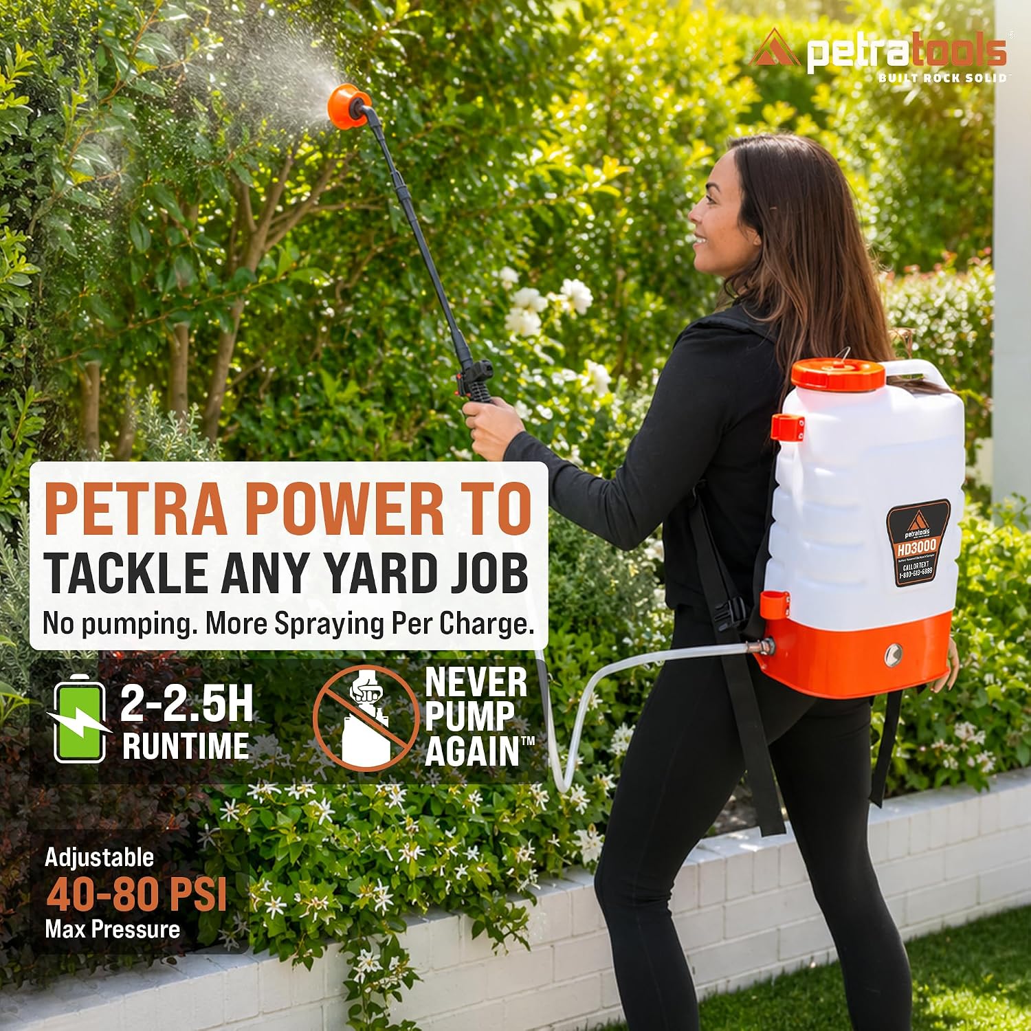 Detalle de PetraTools Battery-Powered Backpack Sprayer 3 Gallon