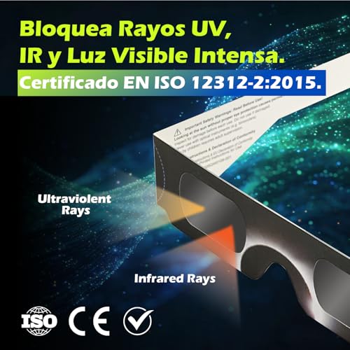 Thumbnail 1 de QIWEI Gafas para eclipse solar QW-SOZ4 (pack de 4), certificadas EN ISO 12312-2