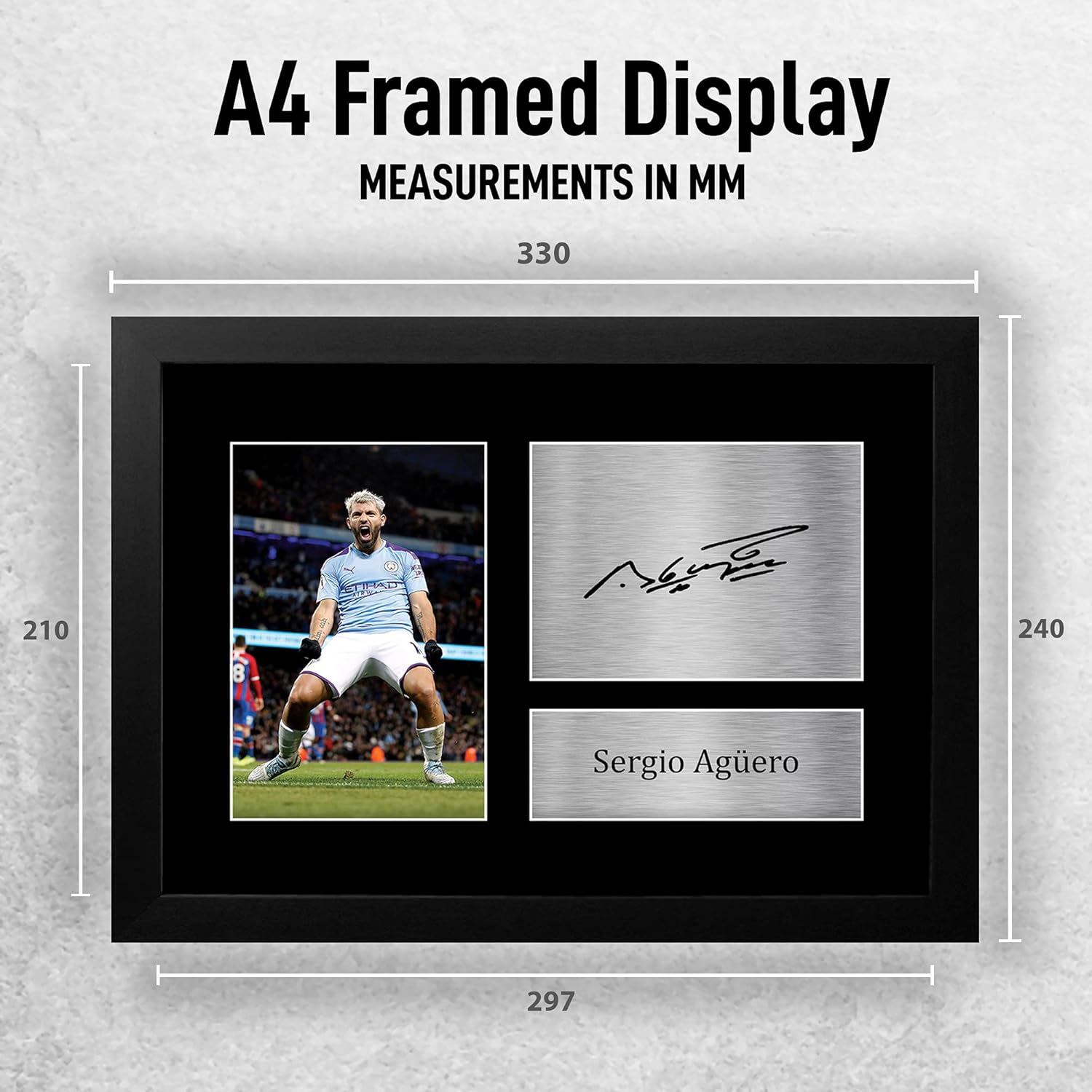 Thumbnail 1 de Sergio Aguero Signed Framed A4 Print