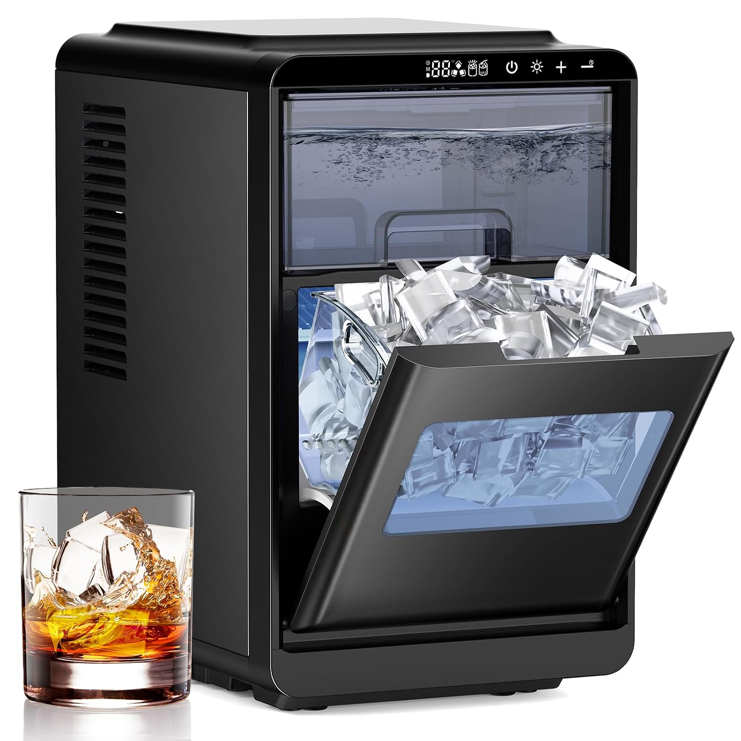 Detalle de COWSAR HZB-12M Crescent Countertop Ice Maker, 27 lb Daily Output, Timer