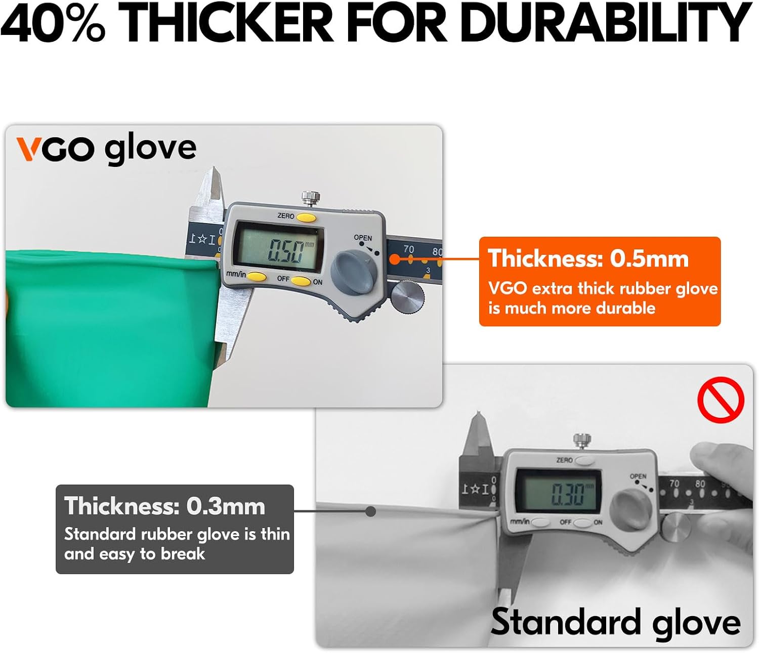 Detalle de Vgo 3-Pairs Reusable Household Gloves, Extra Thick Rubber Dishwashing Gloves (Size L, Green, HH4601)