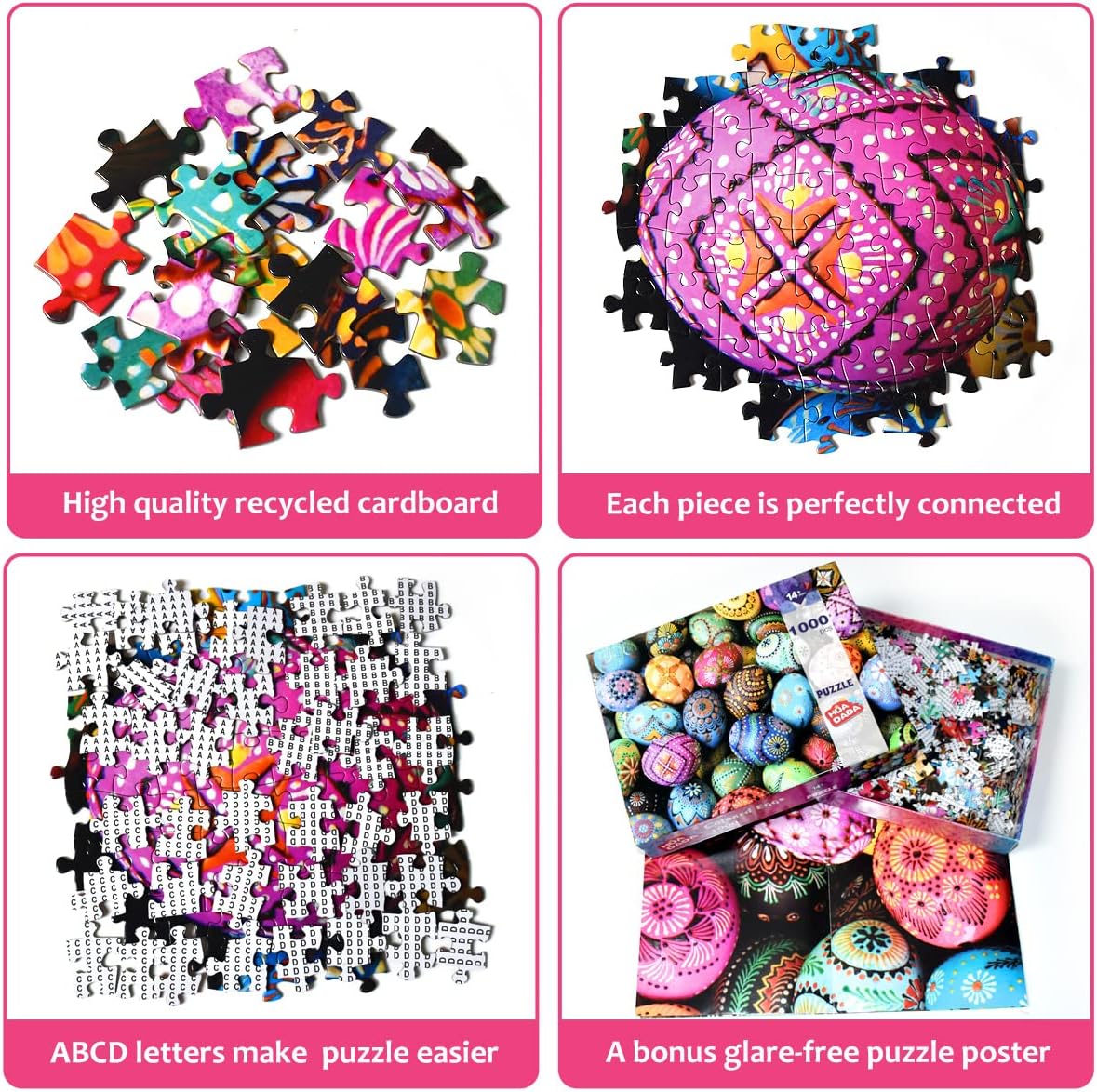 Detalle de HUADADA 1000-Piece Jigsaw Puzzle for Adults (Spring Easter Egg Theme), 70cm x 50cm