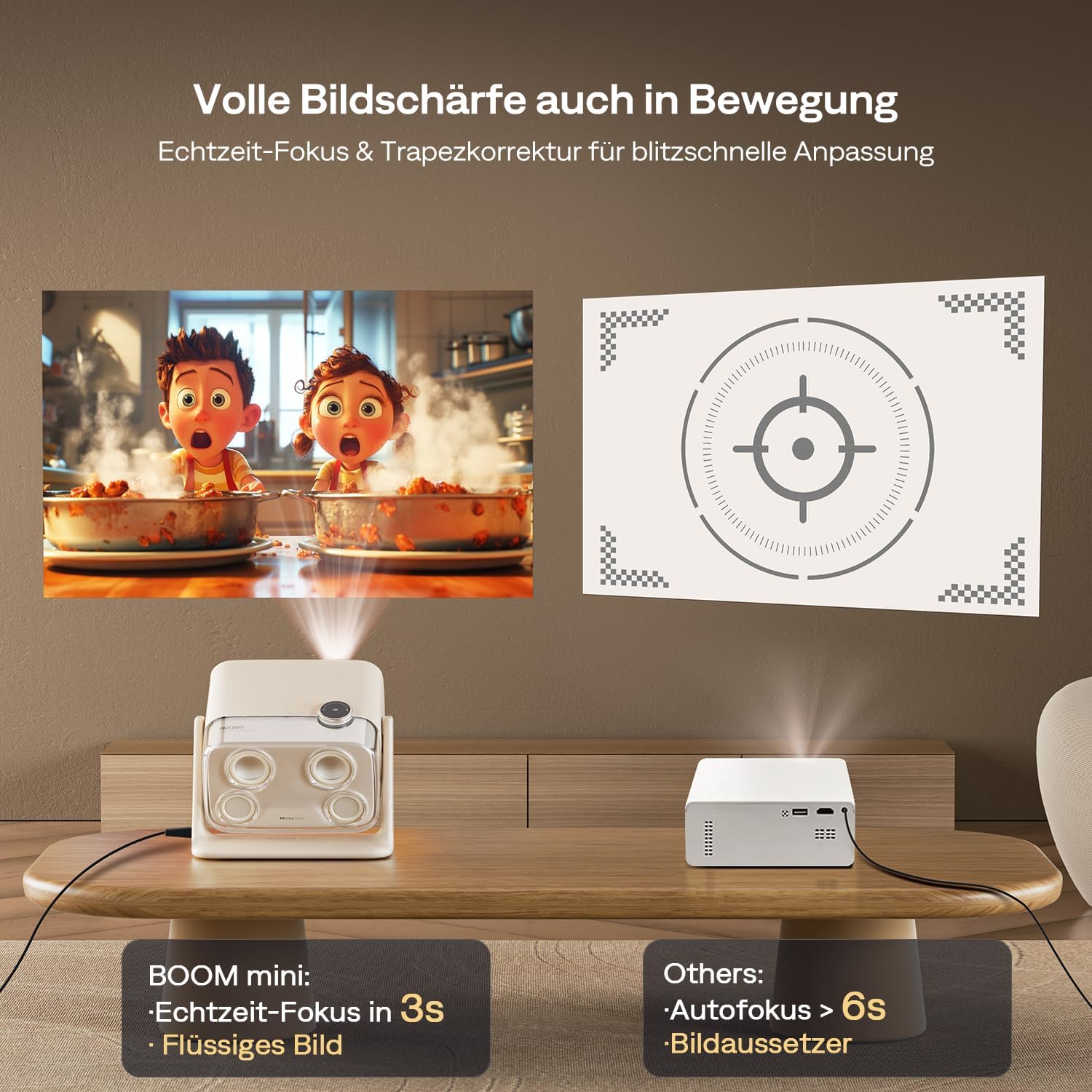 Thumbnail 4 de Aurzen Boom Mini 4-in-1 Smart Beamer mit Google TV – 500 ANSI, 1080P native, 4K-Unterstützung, DoIby Audio