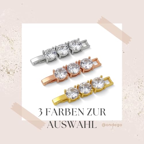 Thumbnail 5 de ONDEGO Schmuck Verlängerung Klappverschluss mit Zirkonia – 3,2 cm, Zwischenstück für Armband & Halskette, Silber Roségold Gold