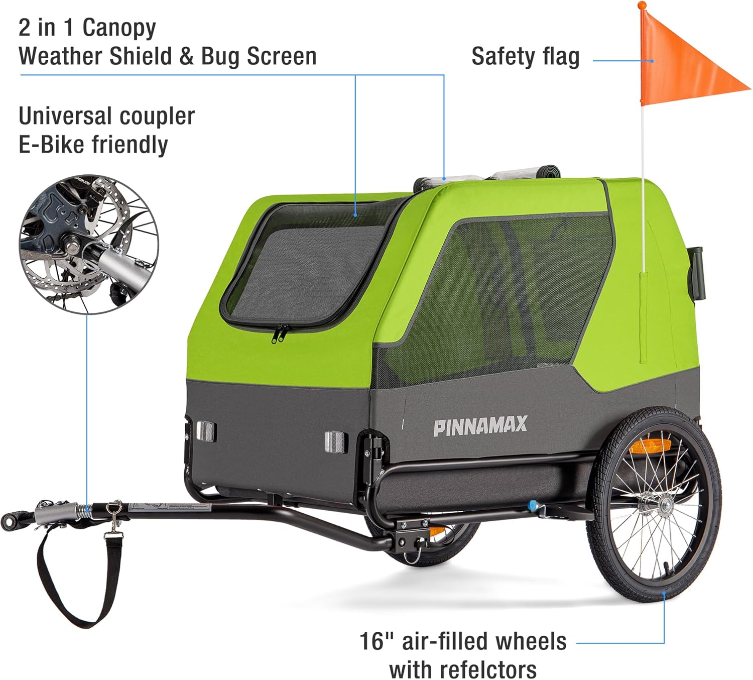 Thumbnail 4 de PINNAMAX Hundeanhänger für Fahrräder – 2-in-1 Haustierbuggy, bis 45 kg, universelle Fahrradkupplung