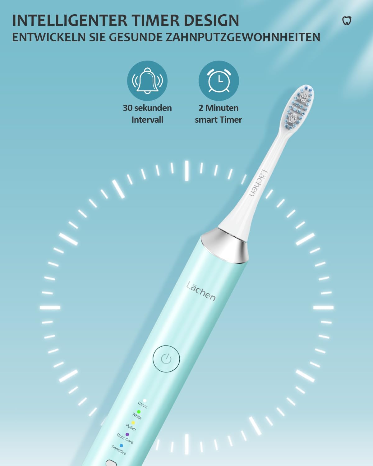 Thumbnail 5 de Lächen Elektrische Zahnbürste 5 Modi Cyan