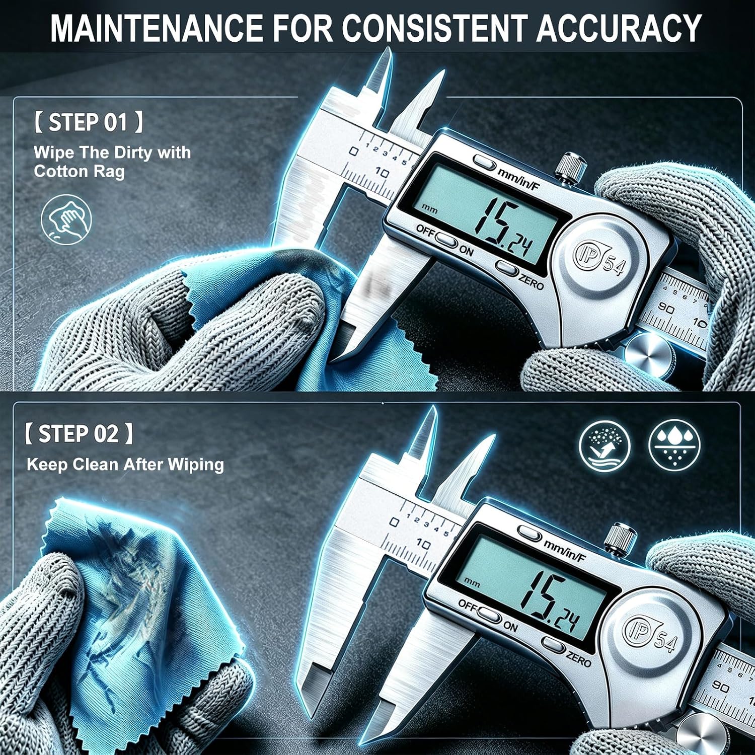Thumbnail 6 de Kynup Digital Caliper (6 Inch) with Large LCD, IP54 Splash Proof, Inch/Metric Fraction Switch