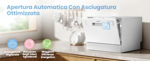 Detalle de COMFEE Lavastoviglie Piccola, 6 Coperti, 6 Programmi, Bianca – compatta e versatile