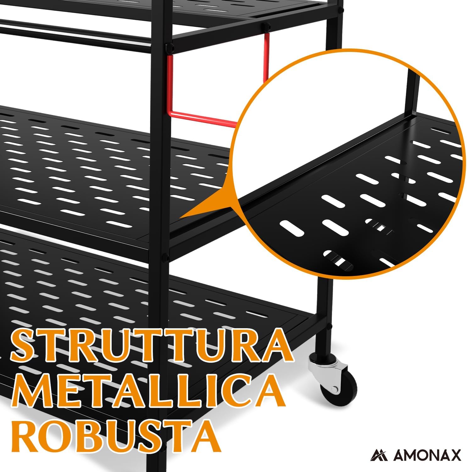 Detalle de Amonax Rastrelliera Manubri Palestra: porta attrezzature con ruote e design stabile per casa