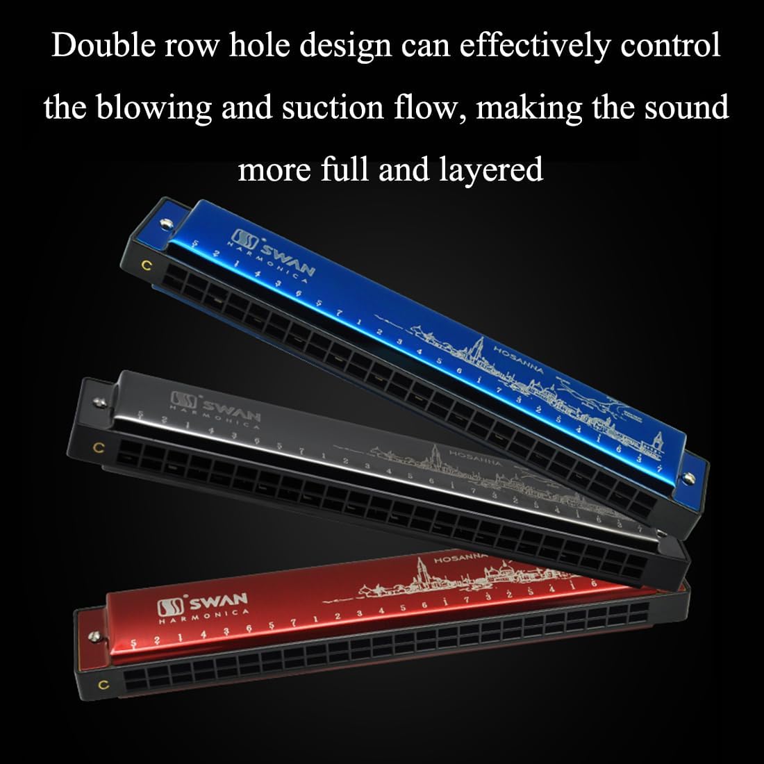 Detalle de Harmonica Mouth Organ Harp Armonica 24 Hole Key of C Diatonic Polyphonic Blues Harmonica